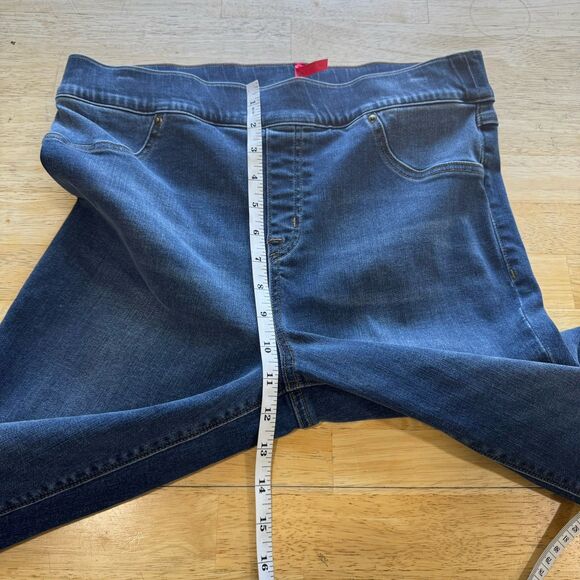 Spanx Distressed Denim Jeans Stretch Ankle Skinny Frayed Medium Wash Pull On XL - Picture 8 of 11